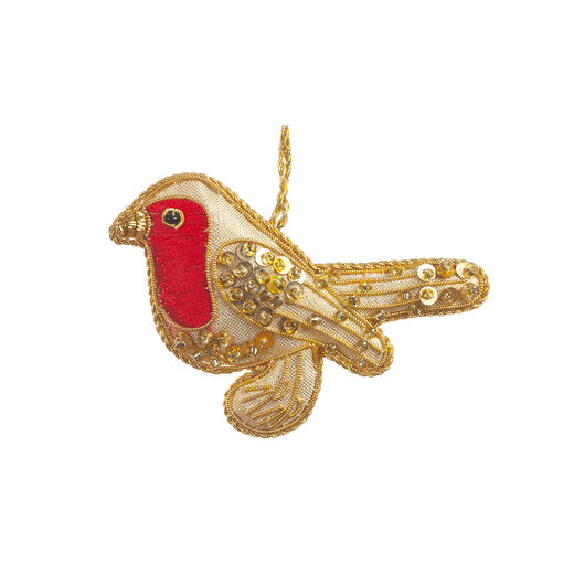Gold robin embroidered decoration